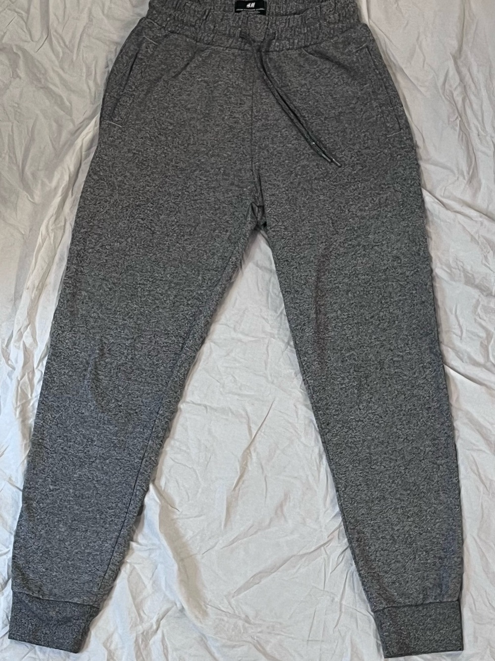 H&M cozy, warm heather grey drawstring joggers, women's XS poly/cotton fleece